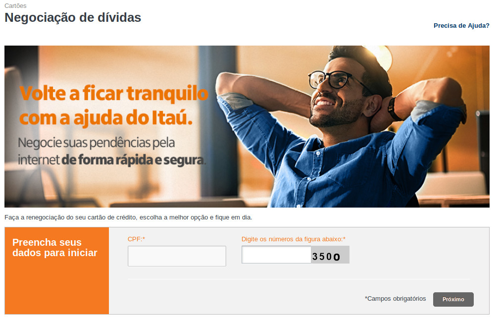 Portal de Negociação de Dívidas Itaucard